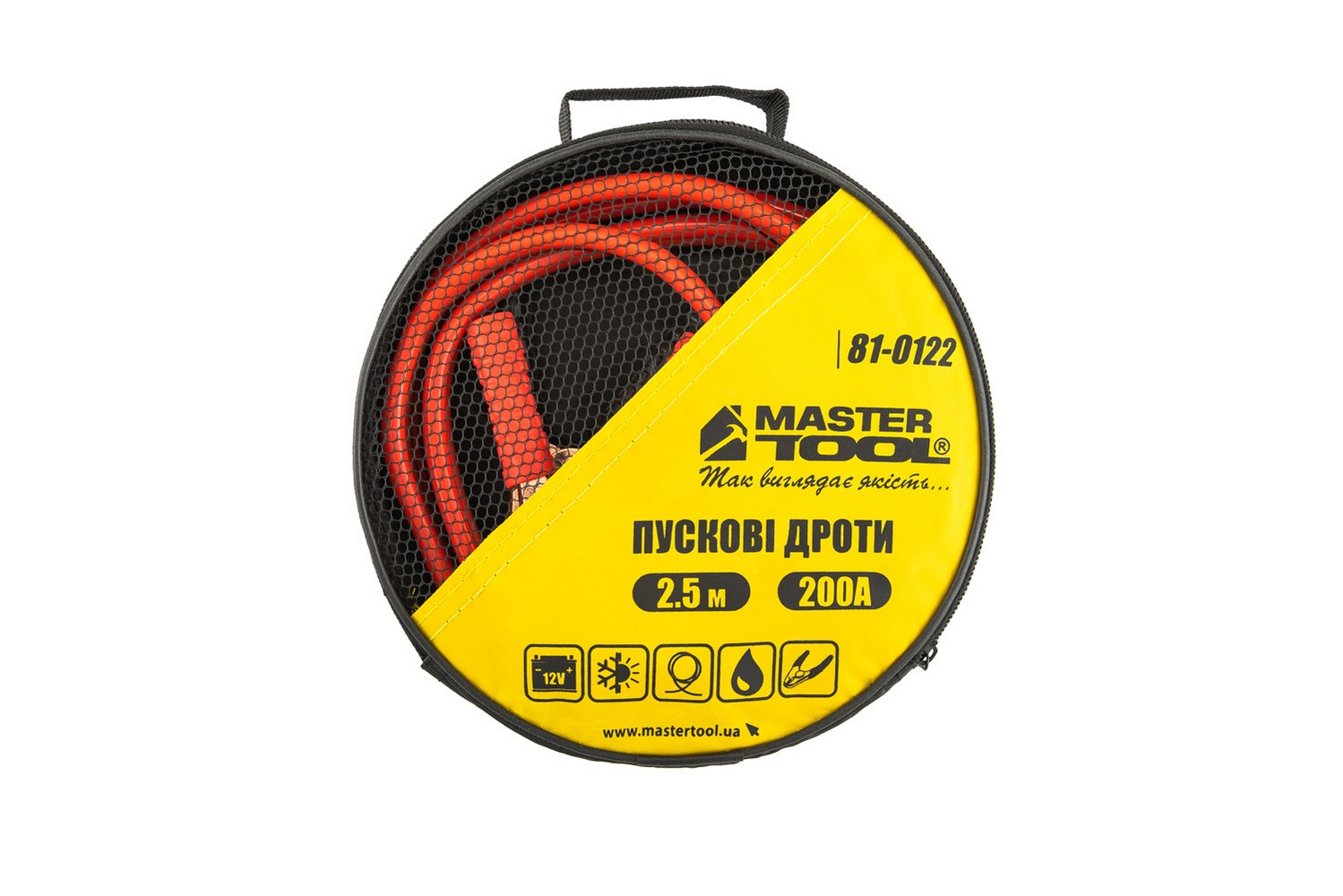Дроти пускові MASTERTOOL 200А/12V 2.5 м t до -40°C сумка для зберігання 81-0122 view 4