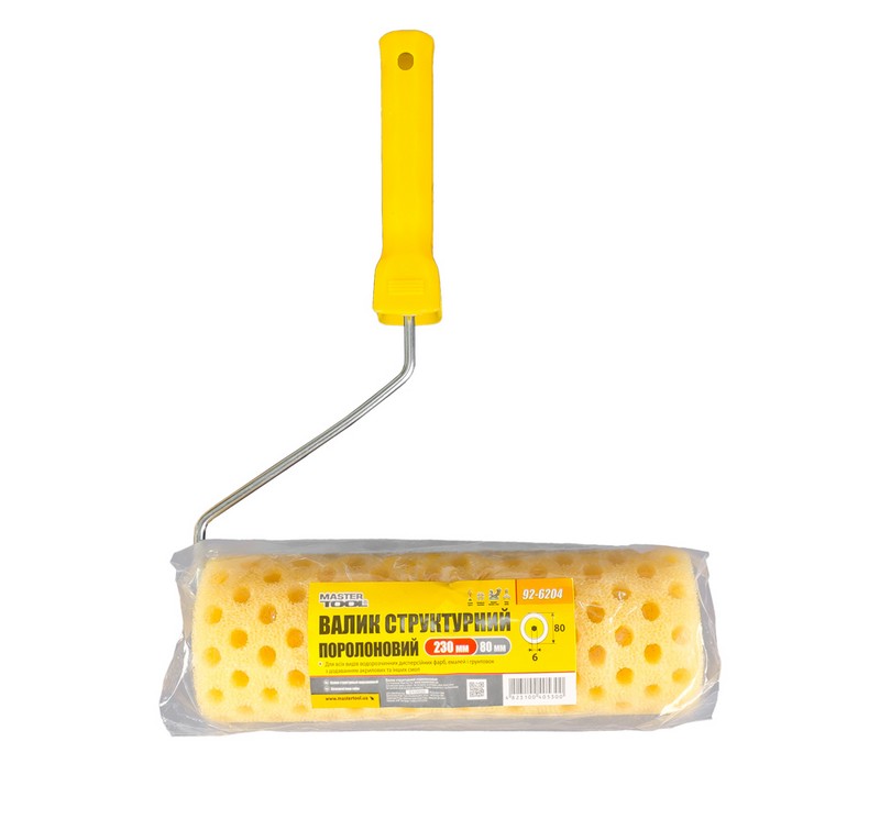 Валик малярський структурний MASTERTOOL Moltopren Decor Peas 80/230 мм Ø 6 мм з ручкою 92-6204 view 3