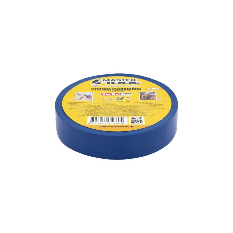 Стрічка ізоляційна MASTERTOOL PVC 17 мм×25 м 10 шт синя 44-9025 view 1