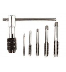 Мітчики для нарізання різьби MASTERTOOL M4/M5/M6/M8/M10 з Т-подібним тримачем набір 6 шт 15-1406