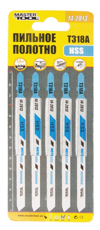 Полотно пильне для лобзика MASTERTOOL T318A 5 шт метал чистий прямий різ 21TPI/132 мм 14-2813 view 2