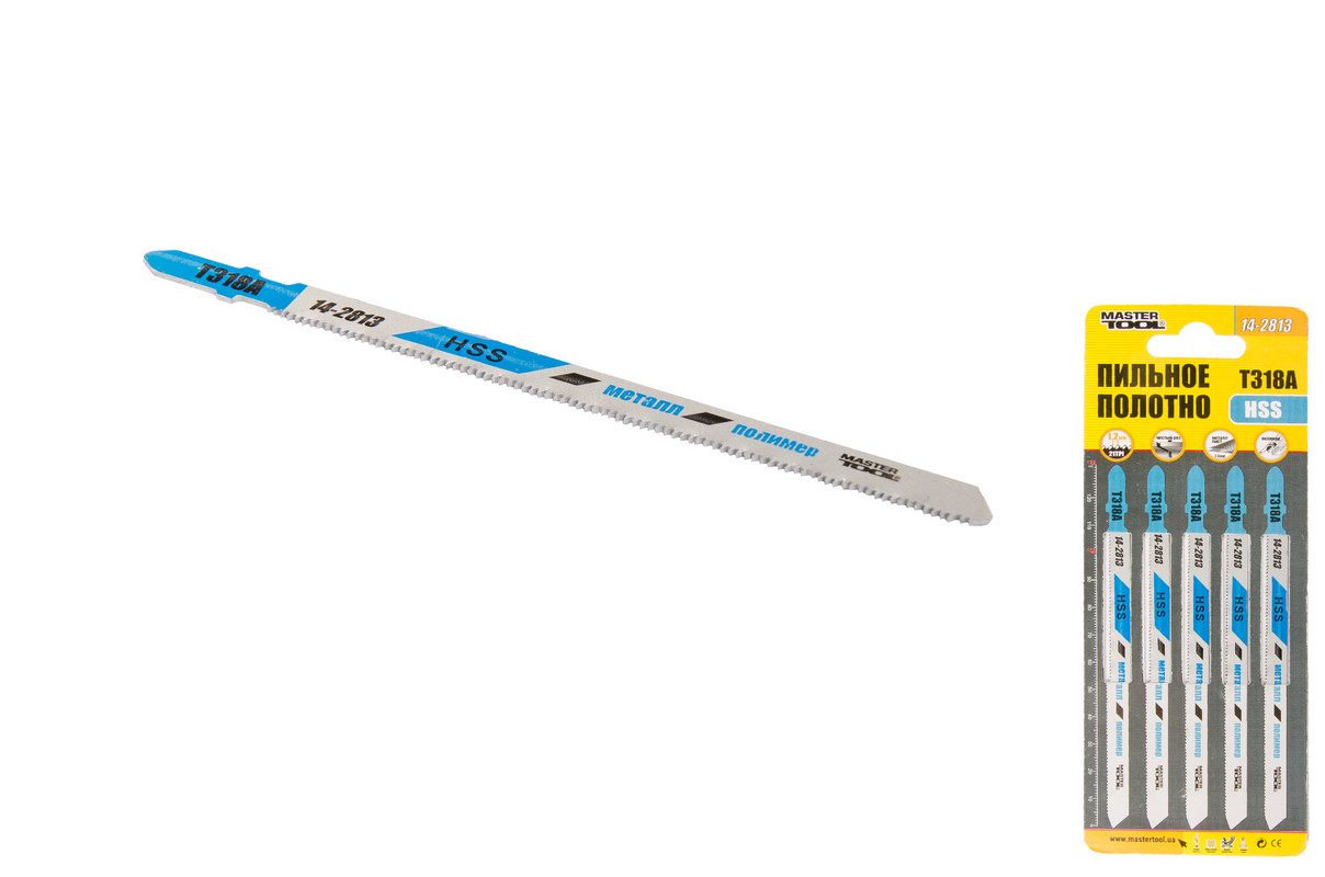 Полотно пильне для лобзика MASTERTOOL T318A 5 шт метал чистий прямий різ 21TPI/132 мм 14-2813 view 1