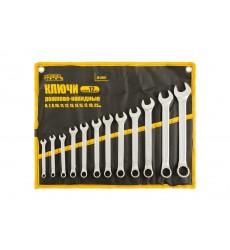 Ключи комбинированные MASTERTOOL COLD FORGED набор 12 шт (6/7/8/10/11/12/13/14/15/17/19/22 мм) 31CrV3 DIN 3113 в чехле 72-0112
