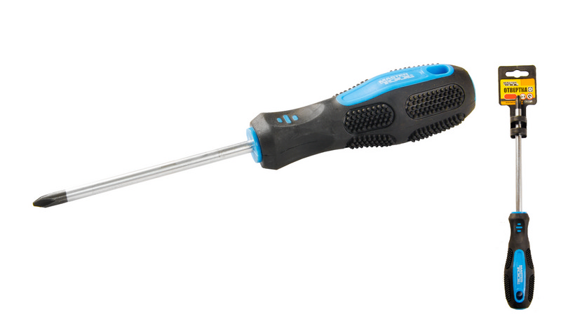 Викрутка хрестова магнітна MASTERTOOL PH2х100 мм ручка з TPR покриттям 48-5210 view 1