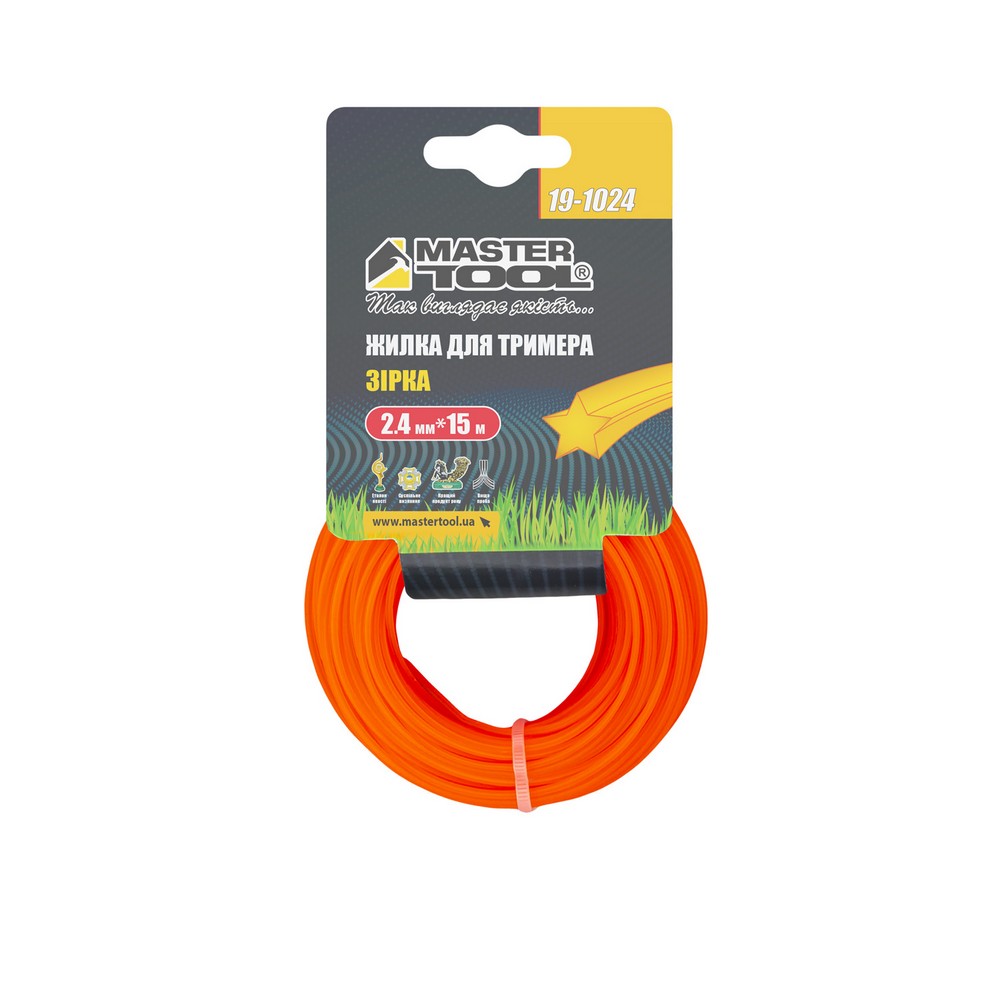 Жилка для тримера MASTERTOOL STAR 2.4 мм × 15 м 19-1024 view 2