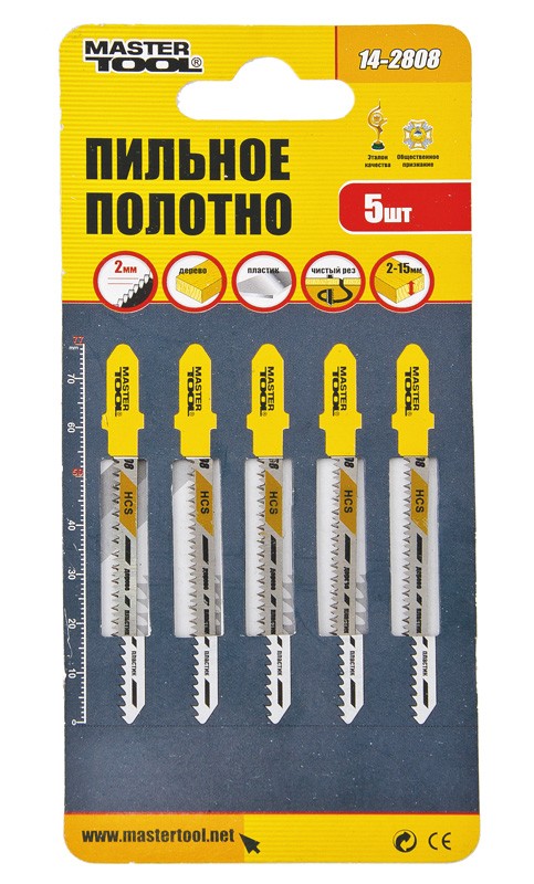 Полотно пильне для лобзика MASTERTOOL T101AO 5 шт дерево/пластик чистий фігурний різ 20TPI/77 мм 14-2808 view 2