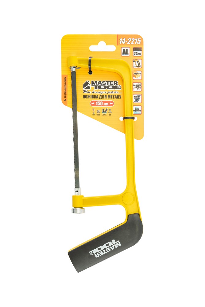 Ножівка по металу MASTERTOOL 150 мм алюмінієва рукоятка з покриттям TPR flex полотно 12.5 мм 24TPI 14-2215 view 4