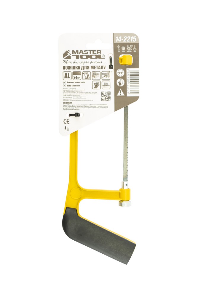Ножівка по металу MASTERTOOL 150 мм алюмінієва рукоятка з покриттям TPR flex полотно 12.5 мм 24TPI 14-2215 view 5