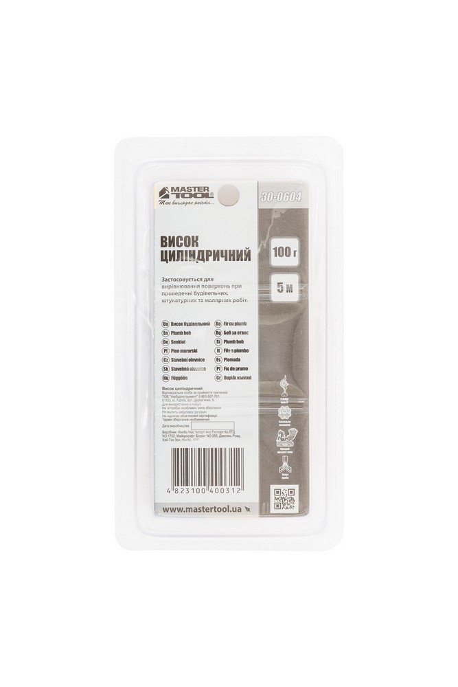 Висок будівельний MASTERTOOL металевий циліндричний 100 г шнур L 5 м 30-0604 view 4