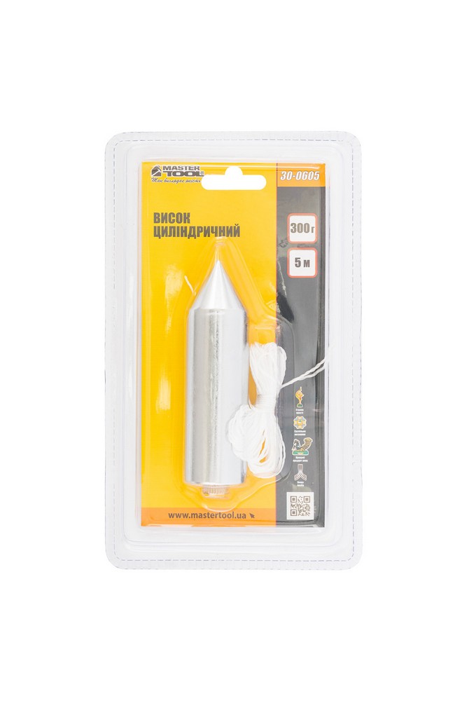 Висок будівельний MASTERTOOL металевий циліндричний 300 г шнур L 5 м 30-0605 view 3