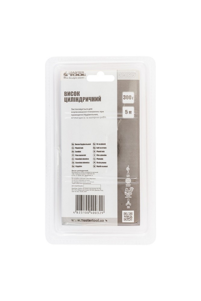 Висок будівельний MASTERTOOL металевий циліндричний 300 г шнур L 5 м 30-0605 view 4