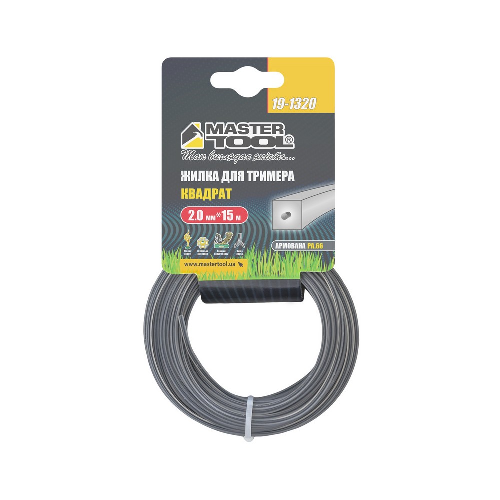 Жилка для тримера MASTERTOOL SQUARE REINFORCED 2.0 мм × 15 м 19-1320 view 2