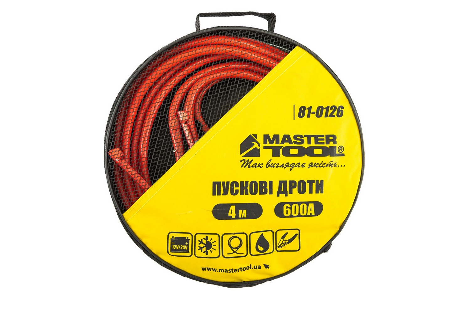 Дроти пускові MASTERTOOL 600А/12V/24V 4 м t до -40°C сумка для зберігання 81-0126 view 4