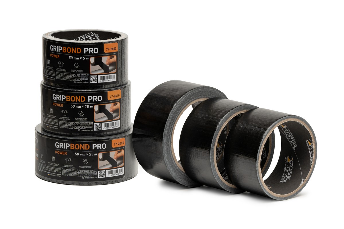 Стрічка армована MASTERTOOL GripBond Pro Power t 80°C 50 мм×5 м чорна 77-2605 view 3