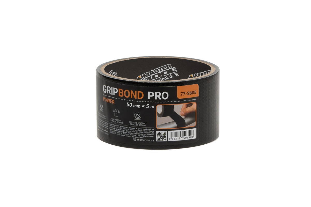 Стрічка армована MASTERTOOL GripBond Pro Power t 80°C 50 мм×5 м чорна 77-2605 view 1