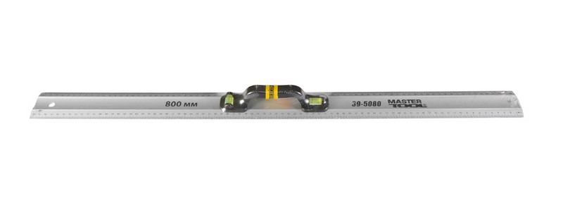 Лінійка будівельна алюмінієва MASTERTOOL 80 см з ручкою 2 капсули 39-5080 view 2