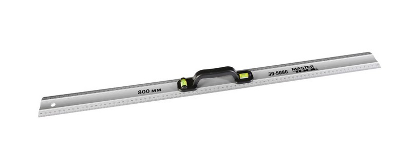 Лінійка будівельна алюмінієва MASTERTOOL 80 см з ручкою 2 капсули 39-5080 view 1