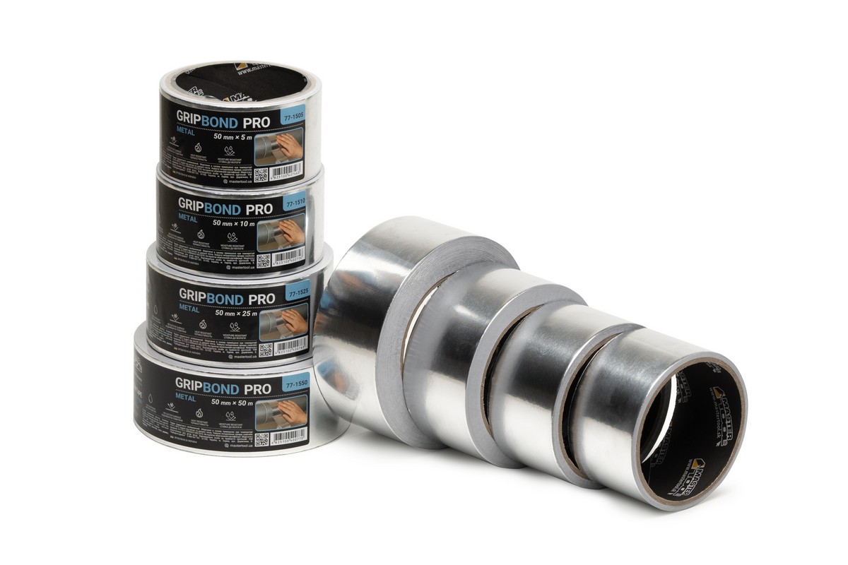 Стрічка алюмінієва MASTERTOOL GripBond Pro Metal t 150°C 50 мм×50 м 77-1550 view 3