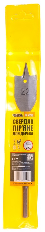 Свердло для дерева MASTERTOOL пір'яне 22х152 мм 6-гранний хвостовик 12-0220 view 2