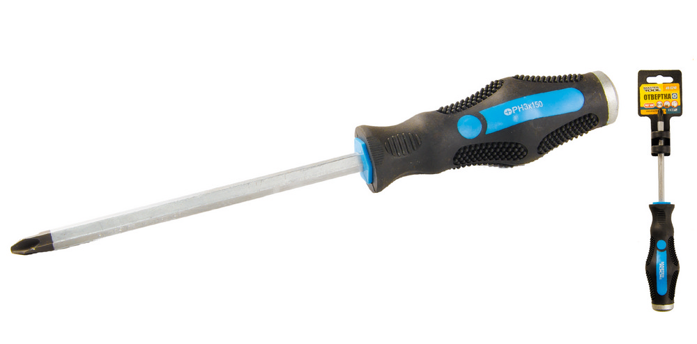 Викрутка ударна хрестова магнітна MASTERTOOL PH3х150 мм ручка з TPR покриттям 49-5315 view 1