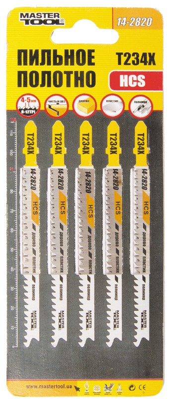 Полотно пильне для лобзика MASTERTOOL T234X PROGRESSOR 5 шт дерево/пластик чистий прямий різ 8-12TPI/116 мм 14-2820 view 2
