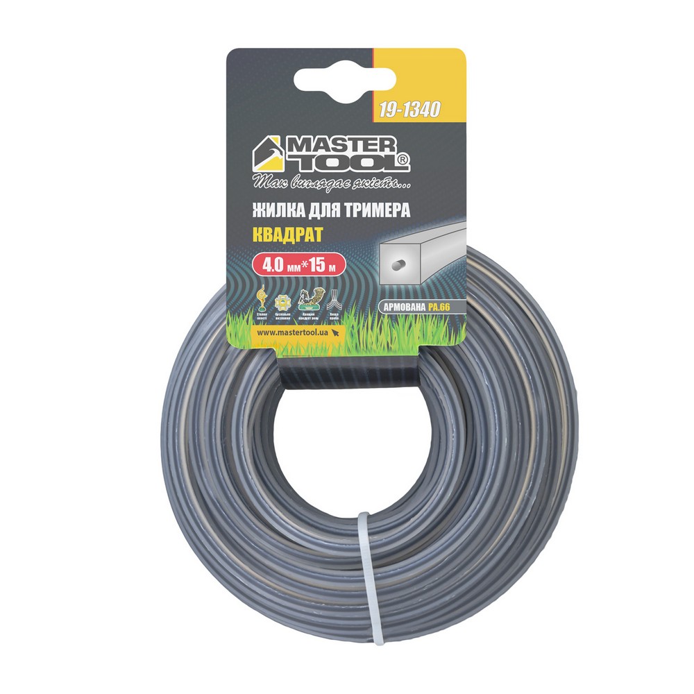 Жилка для тримера MASTERTOOL SQUARE REINFORCED 4.0 мм × 15 м 19-1340 view 2
