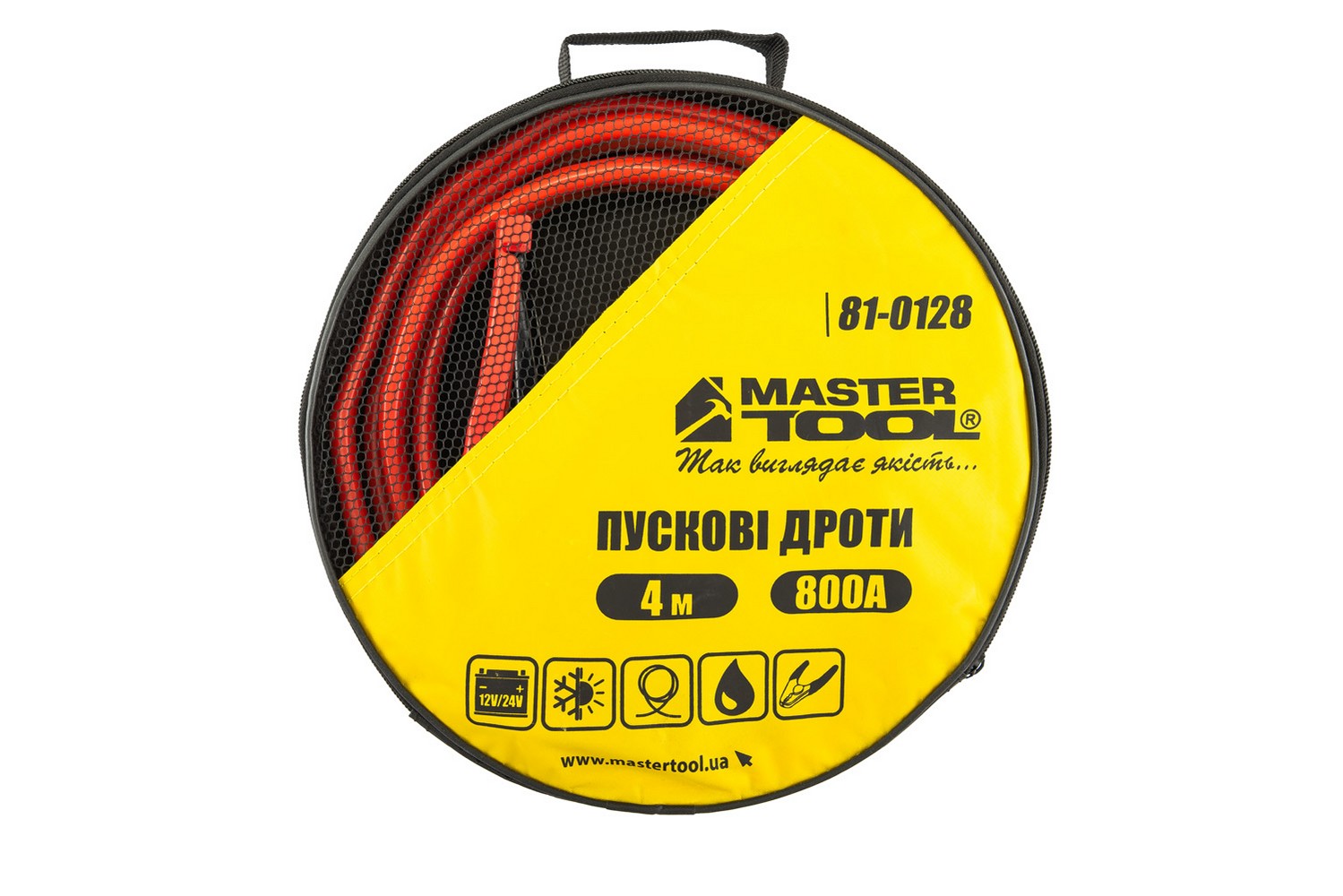Дроти пускові MASTERTOOL 800А/12V/24V 4 м t до -40°C сумка для зберігання 81-0128 view 4