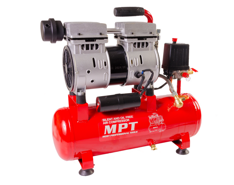 Компресор безшумний MPT PROFI OIL FREE 10 л 600 Вт 1450 об/хв 7 атм мідна обмотка MAC60103S view 1