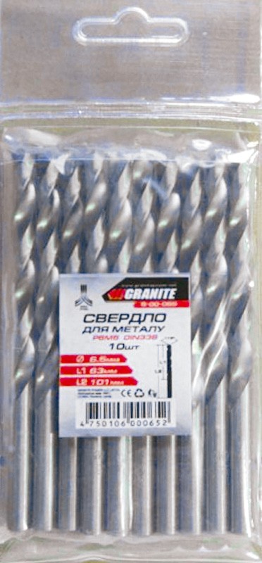 Свердло для металу GRANITE WHITE HSS 6.5х101 мм DIN 338 6-00-065 view 2
