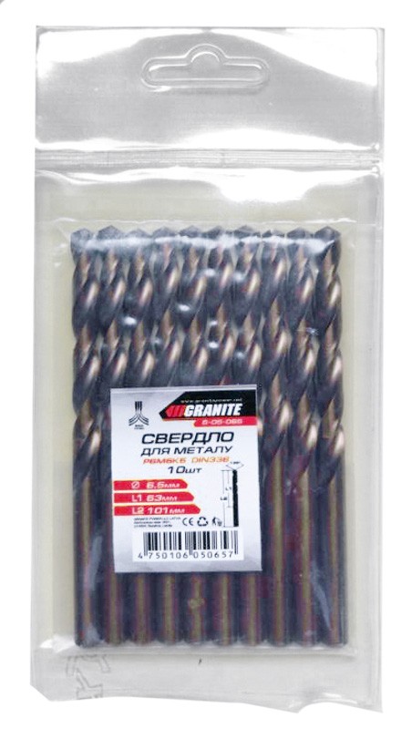 Свердло для металу GRANITE COBALT HSS 6.5х101 мм DIN338 6-05-065 view 2