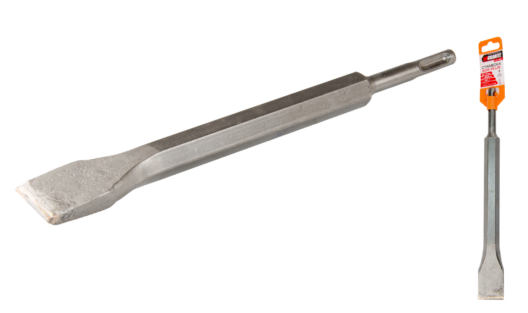 Зубило плоске GRANITE SDS-PLUS 250×30×17 мм з побідитовою напайкою 1-31-250 view 1