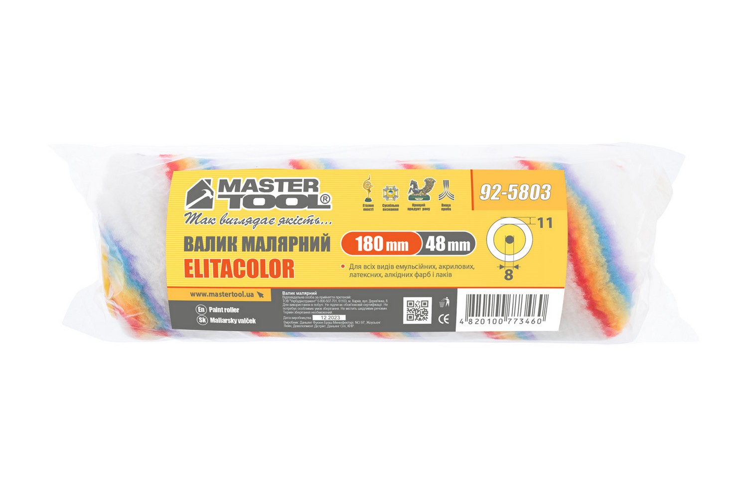 Валик малярський MASTERTOOL Elitacolor 48/180/11 мм Ø 8 мм 92-5803 view 3