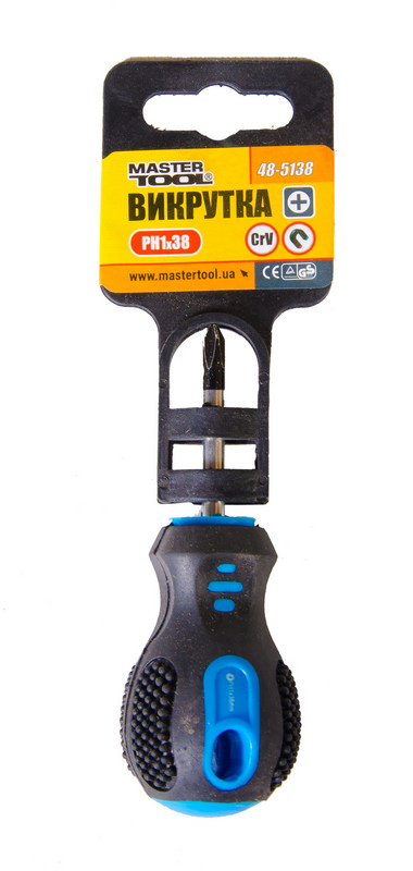 Викрутка хрестова магнітна MASTERTOOL PH1х38 мм ручка з TPR покриттям 48-5138 view 2