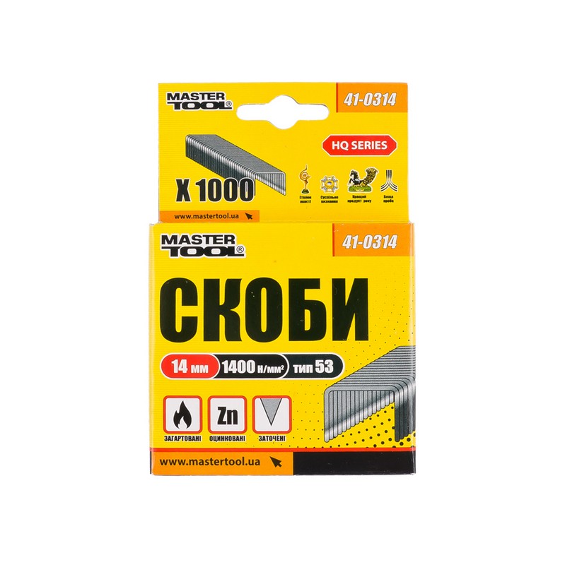Скоби загартовані MASTERTOOL R53 14 мм 1000 шт 41-0314 view 2