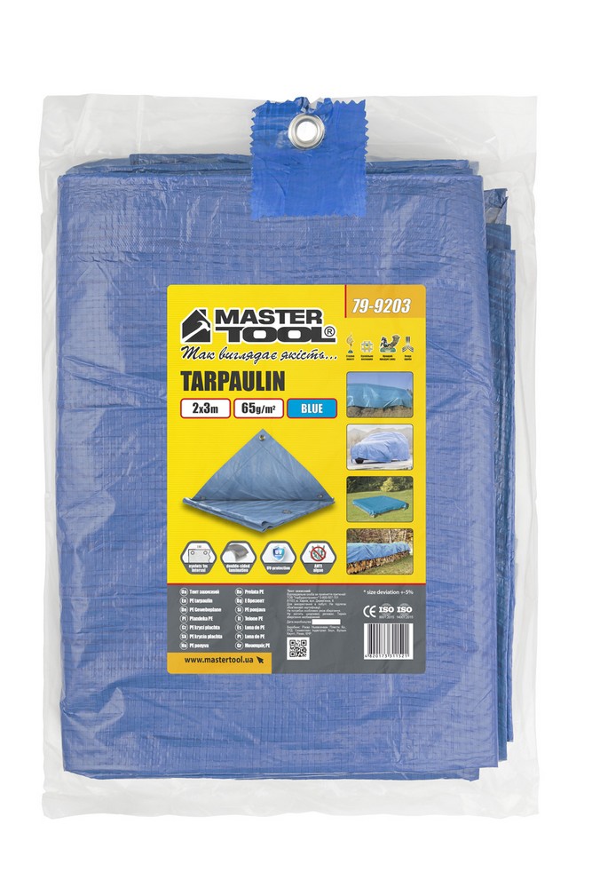 Тент універсальний MASTERTOOL TARPAULIN 2 × 3 м 65 г/м² Blue 79-9203 view 4