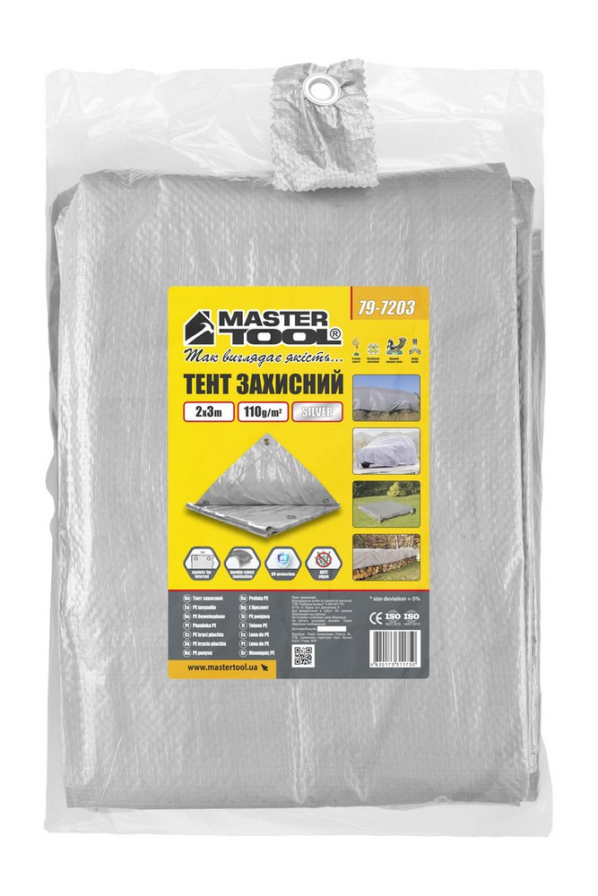 Тент універсальний MASTERTOOL TARPAULIN 2 × 3 м 110 г/м² Silver 79-7203 view 4