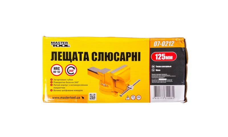 Лещата слюсарні настільні поворотні MASTERTOOL 125 мм з ковадлом 07-0212 view 4
