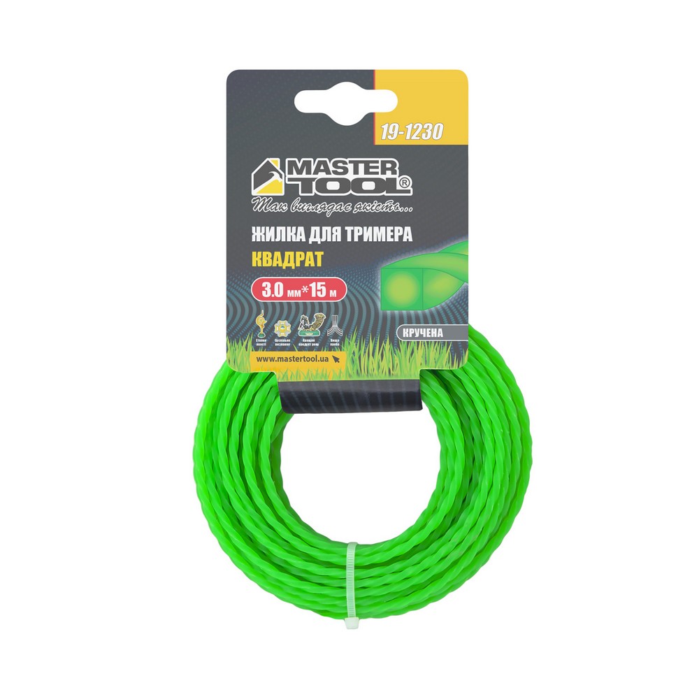 Жилка для тримера MASTERTOOL TWISTED SQUARE 3.0 мм × 15 м 19-1230 view 2