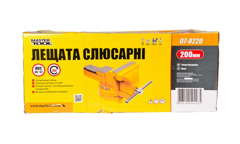 Лещата слюсарні настільні поворотні MASTERTOOL 200 мм з ковадлом 07-0220 view 4