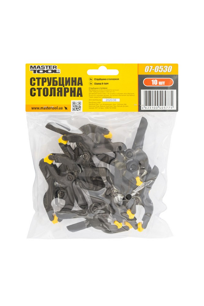 Струбцина столярна MASTERTOOL A-Type пружинна 60 мм захват 30 мм набір 10 шт 07-0530 view 4