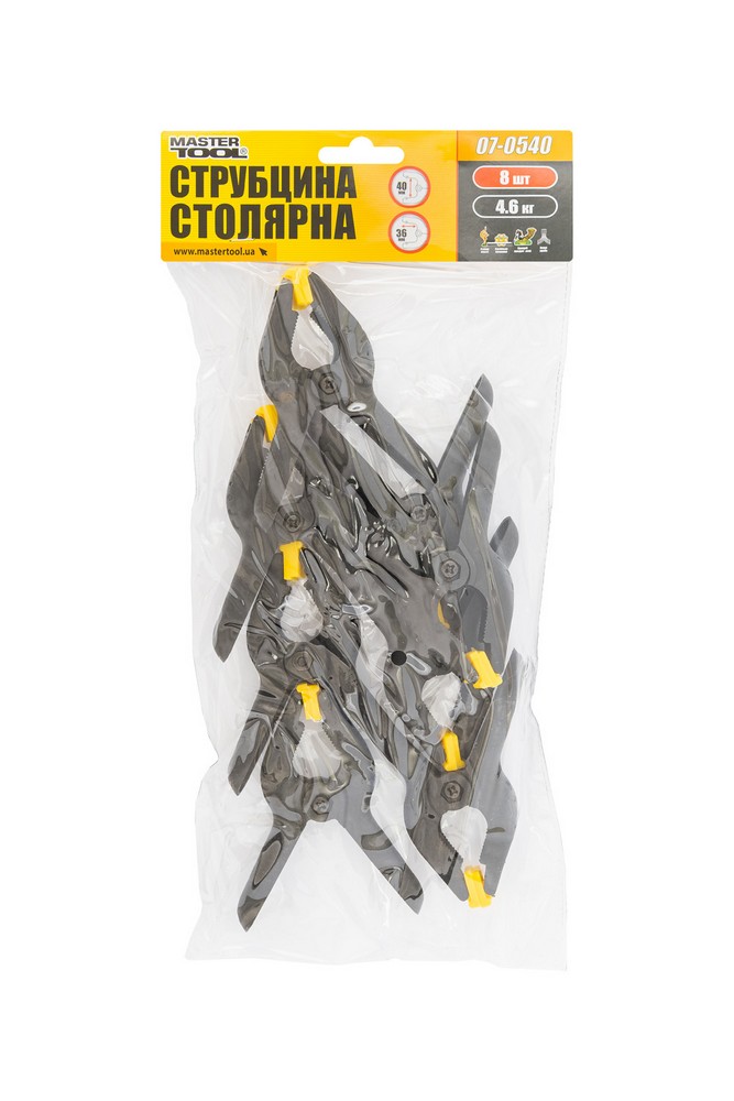 Струбцина столярна MASTERTOOL A-Type пружинна 90 мм захват 40 мм набір 8 шт 07-0540 view 3