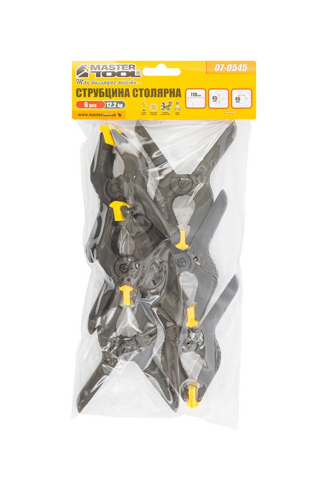 Струбцина столярна MASTERTOOL A-Type пружинна 110 мм захват 45 мм набір 6 шт 07-0545 view 3