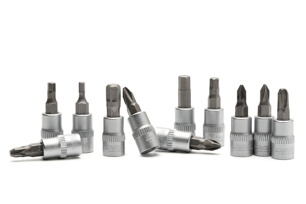 Набір головок торцевих MASTERTOOL ¼" з викрутковими насадками PH1-2-3/ PZ1-2-3/ HEX3-4-5-6-7 CrV 11 шт 78-1401 view 4