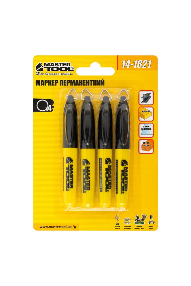 Маркер перманентний MASTERTOOL набір 4 шт чорний 14-1821 view 4