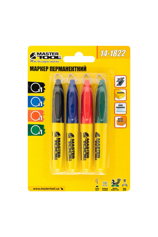 Маркер перманентний MASTERTOOL кольоровий набір 4 шт 14-1822 view 4