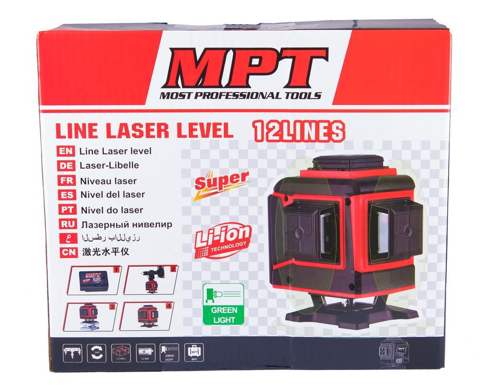 Рівень лазерний MPT 45 м ±0.3 мм/м 3 гол H/V/H+V H360°/2хV360° ±4° GREEN/510 нм клас II IP54 Li-ion трипод акс. MLL1207 view 9