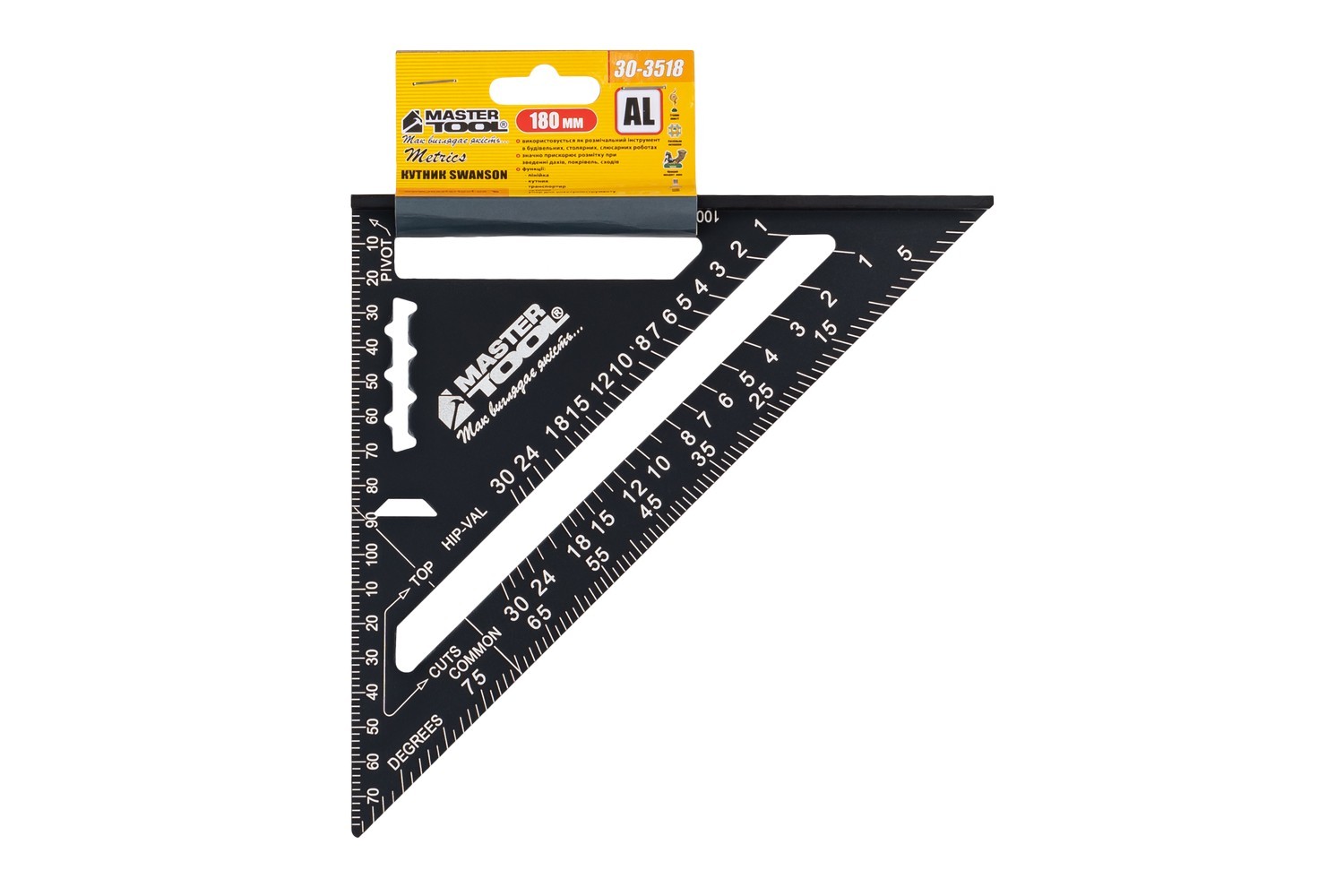 Кутник тесляра MASTERTOOL SWANSON 180 мм AL 30-3518 view 4