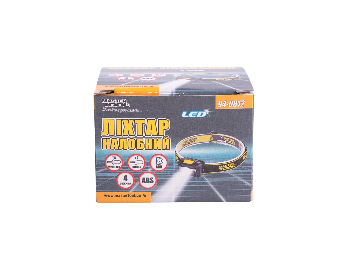 Ліхтар налобний MASTERTOOL 4 режими 59х41х32 мм WHITE LED+2xRED LED 3xAAA ABS 94-0812 view 2