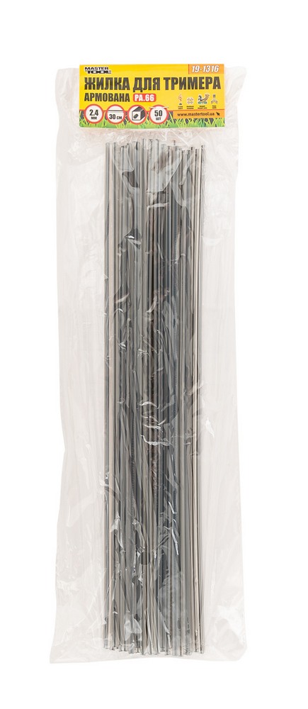 Жилка для тримера MASTERTOOL SQUARE REINFORCED 2.4 мм × 30 см набір 50 шт 19-1316 view 2