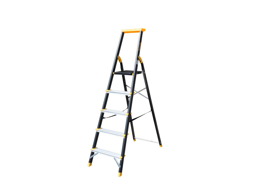 Драбина алюміній/сталь MASTERTOOL 5 ступенів h=1064 мм max 150 кг 79-1205 view 1
